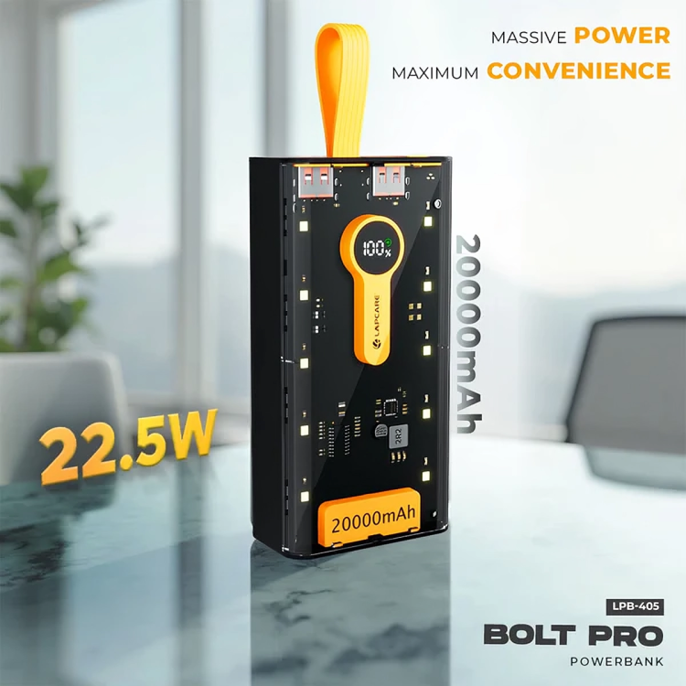 Bolt Pro 20000mAh Power Bank Black+Yellow (LPB-405)