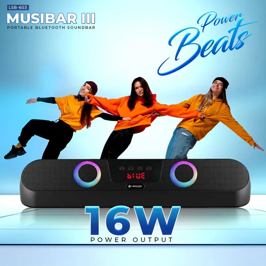 Musi Bar III Portable 16W BT Soundbar Black (LSB-603)