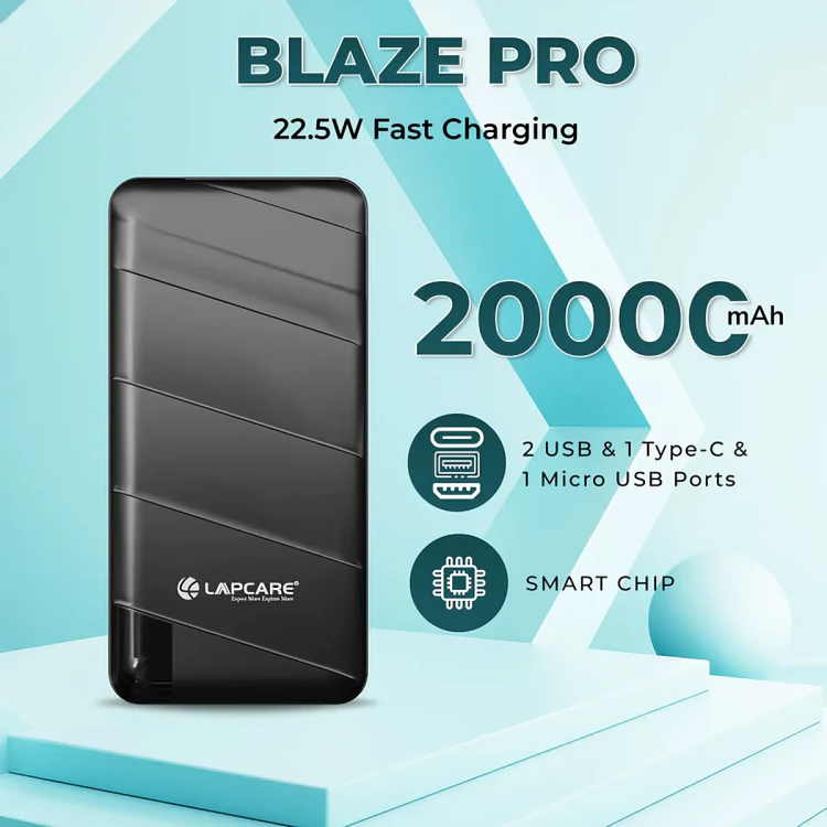 Blaze Pro 22.5W Fast Charging 20000mah Power Bank Black (LPB-018)