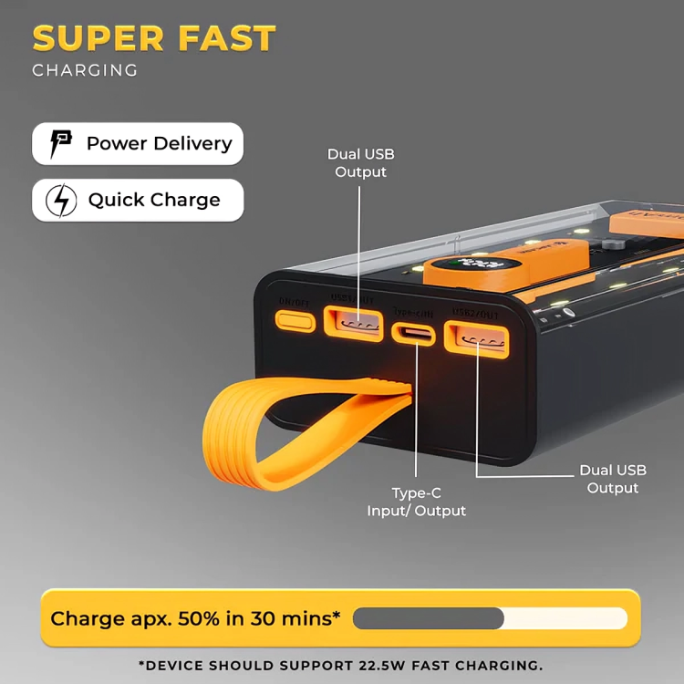 Bolt Pro 20000mAh Power Bank Black+Yellow (LPB-405)