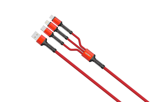 BRAIDED 3 in 1 Data Cable | SDC-39 | RED